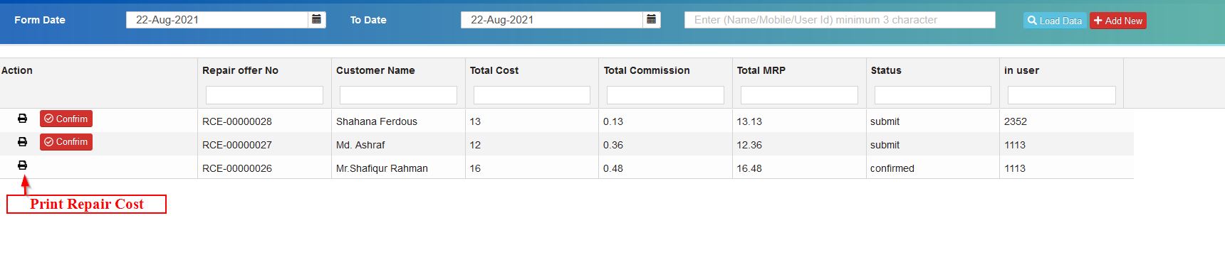 Repair Cost Calculation